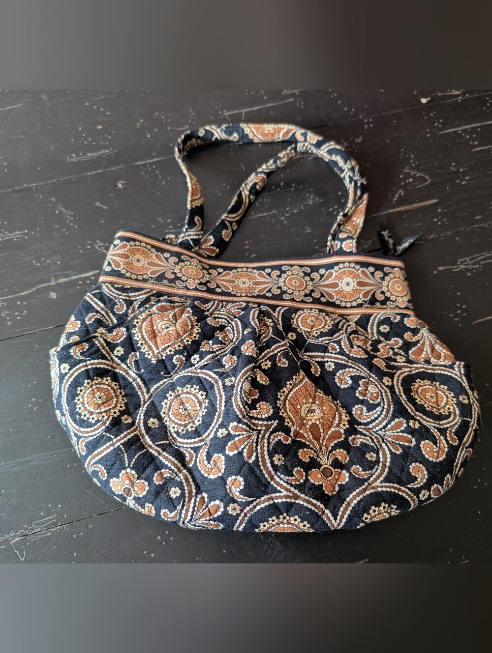 Retired Vera Bradley Caffe Latte Bucket Bag Y2K Boho Morgan Tote Cottagecore